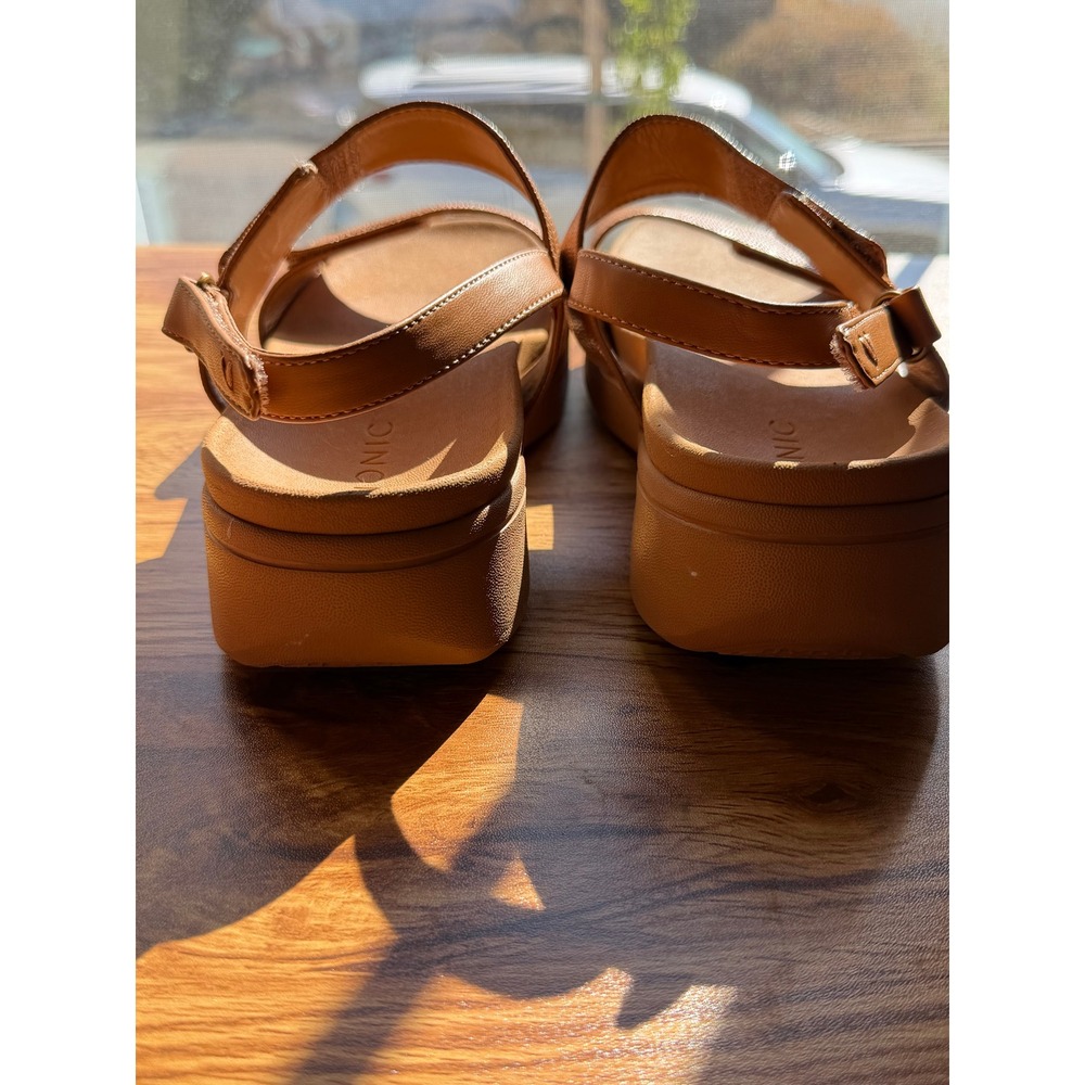 Vionic Fay Tan Woven Platform Sandals Women's 9.5 Wide Orthotic Comfort Brown - Picture 5 of 8